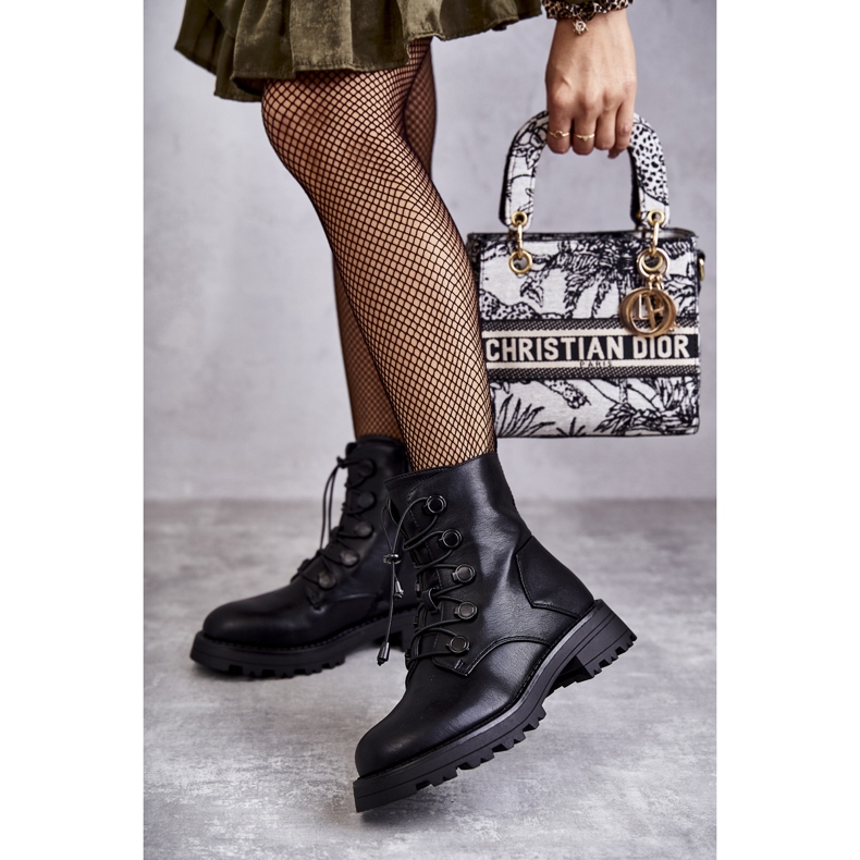 PJ1 Damskie Ocieplane Botki Ze Ściągaczem Czarne Helia 2