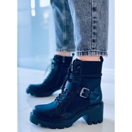 Botki na obcasie sznurowane Brooks Black czarne 1