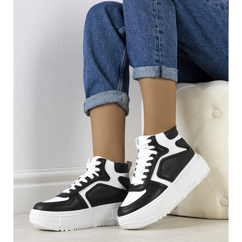 Czarno-białe sneakersy za kostkę Zetta czarne 1