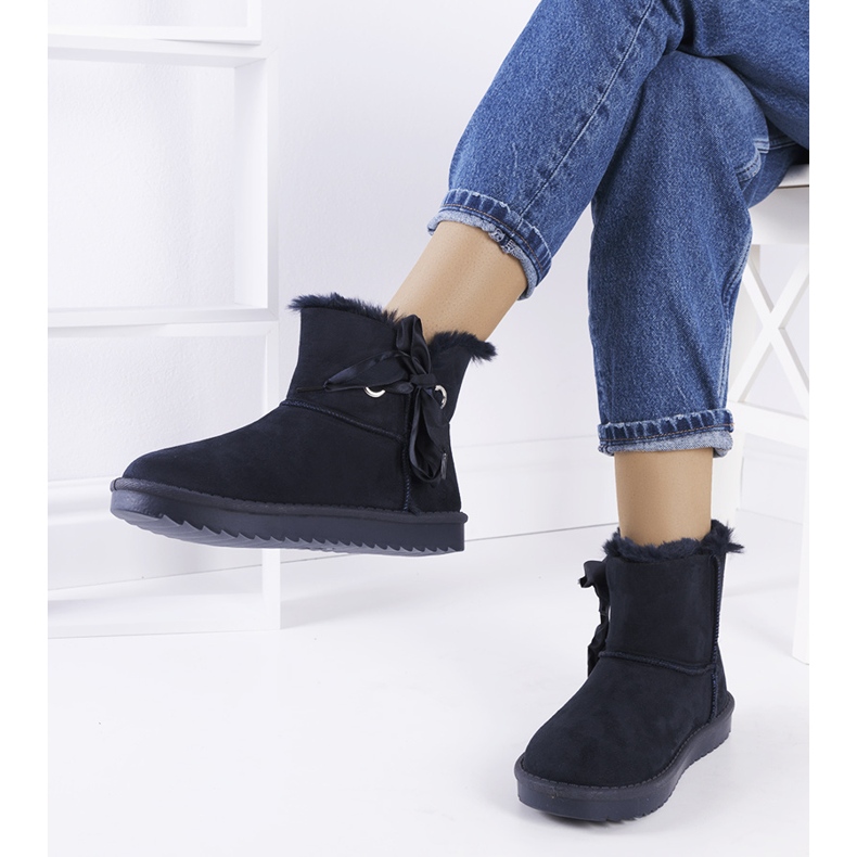 Granatowe śniegowce z kokardką Lachance 1