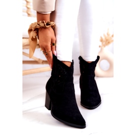 S.Barski Zamszowe Damskie Botki Kowbojki Czarne Devon 1