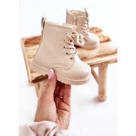 Dziecięce Botki Skórzane Z Suwakiem Beżowe Omua beżowy 1