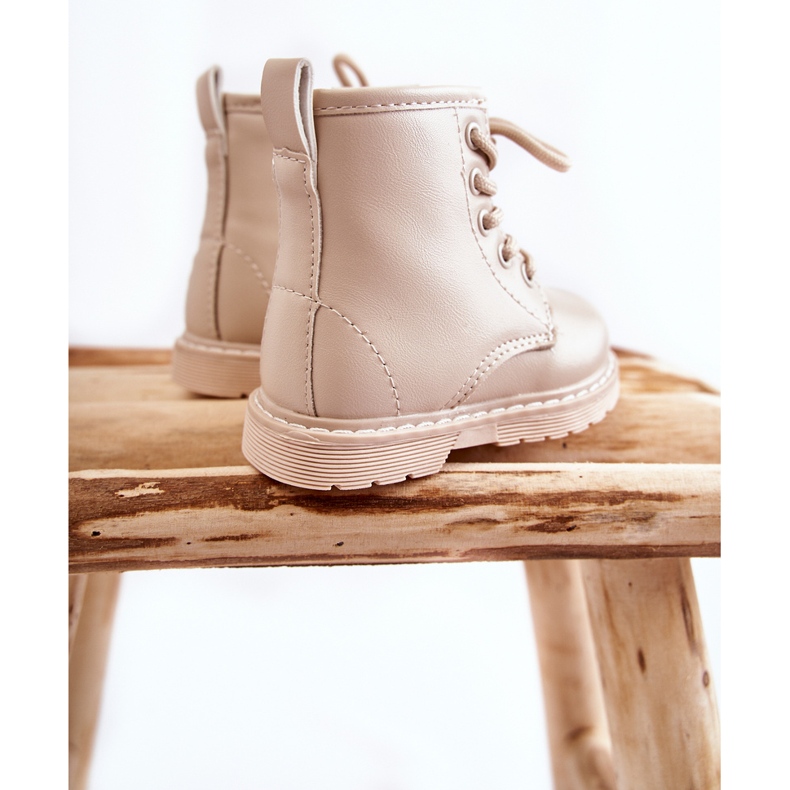 Dziecięce Botki Skórzane Z Suwakiem Beżowe Omua beżowy 2