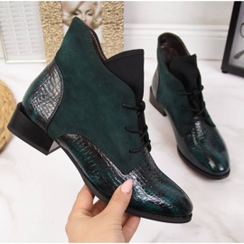 Botki damskie ocieplane eko-skóra wężowa zielone Jezzi 2