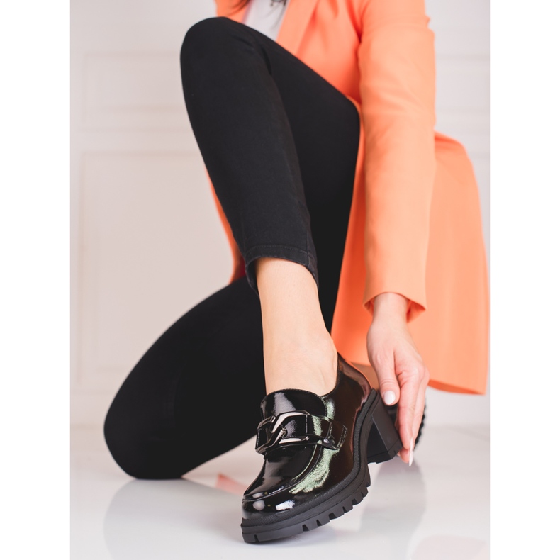 Mokasyny damskie na obcasie Vinceza czarne 2