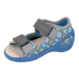 Befado obuwie dziecięce pu 065P160 niebieskie szare 4