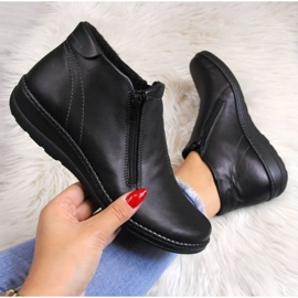 Skórzane botki komfortowe ocieplane Helios W 642 czarne 1