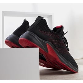 Czarno czerwone sneakersy sportowe Brownle czarne 2