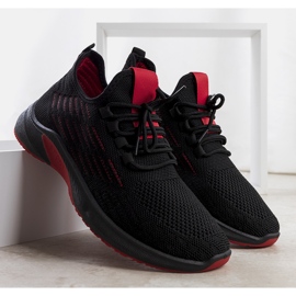 Czarno czerwone sneakersy sportowe Brownle czarne 1