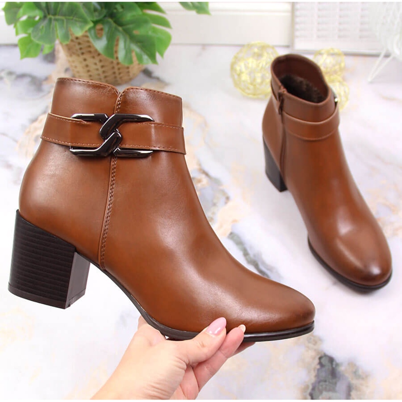 Botki sztyblety na suwak brązowe ocieplane Sergio Leone 1