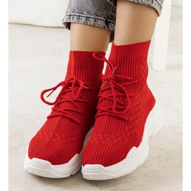 Czerwone sneakersy skarpetkowe Dowden 1