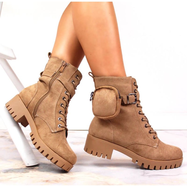 Trapery z kieszonką zamszowe ocieplane Jezzi W JEZ370 beżowy 1