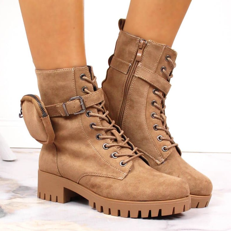 Trapery z kieszonką zamszowe ocieplane Jezzi W JEZ370 beżowy 2