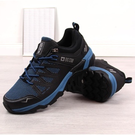 Buty sportowe męskie trekkingowe czarno - niebieskie Big Star KK174106 czarne 4