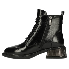 Lakierowane botki na ozdobnym obcasie ocieplane Filippo W PAW384 czarne 2