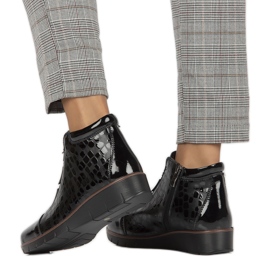 Skórzane botki na koturnie ocieplane Filippo W PAW277A czarne 1