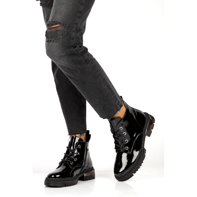 Botki Lakierowane Ocieplane Filippo DBT4173 BK czarne 3