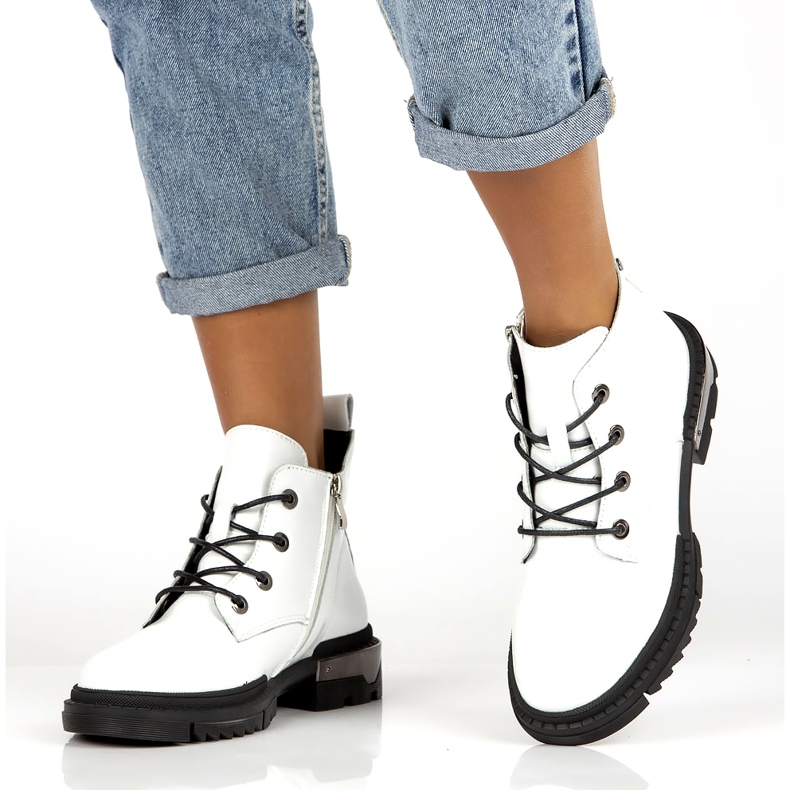 Botki Lakierowane Ocieplane Filippo DBT4173 Białe 4