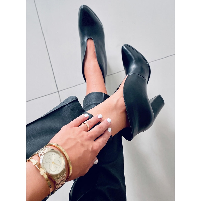 PA1 Botki na obcasie cut out Doris Black czarne 2