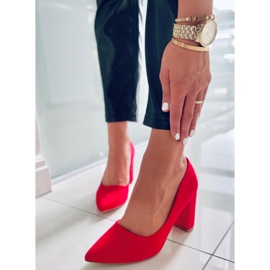 Czółenka na słupku Ivonne Red czerwone 1