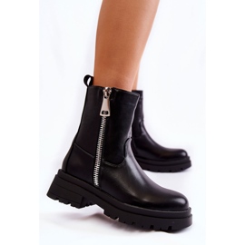 PG1 Damskie Ocieplane Botki Z Suwakami Czarne Jette 1