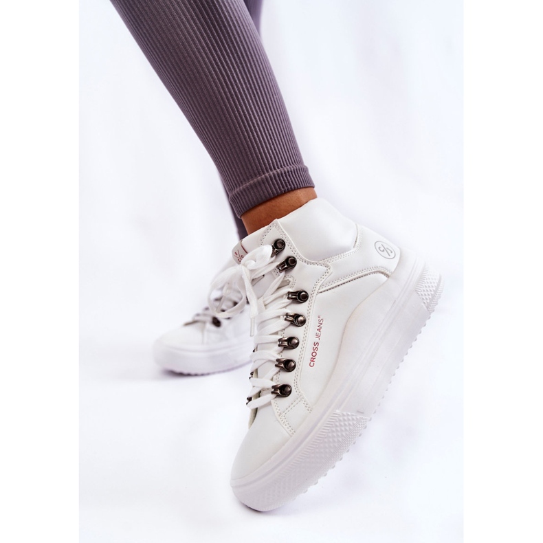 Damskie Wysokie Trampki Cross Jeans KK2R4028C Białe 1