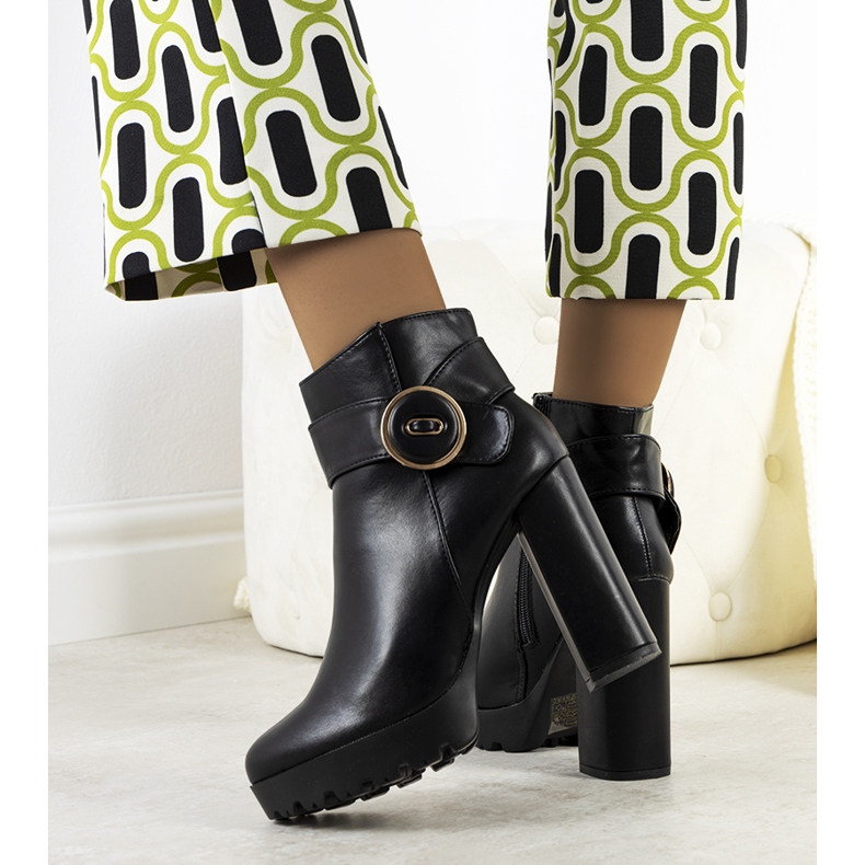 BM Czarne botki na wysokim obcasie Aminat 1