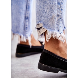 FB2 Damskie Zamszowe Mokasyny Z Łańcuszkiem Czarne Nolie 2