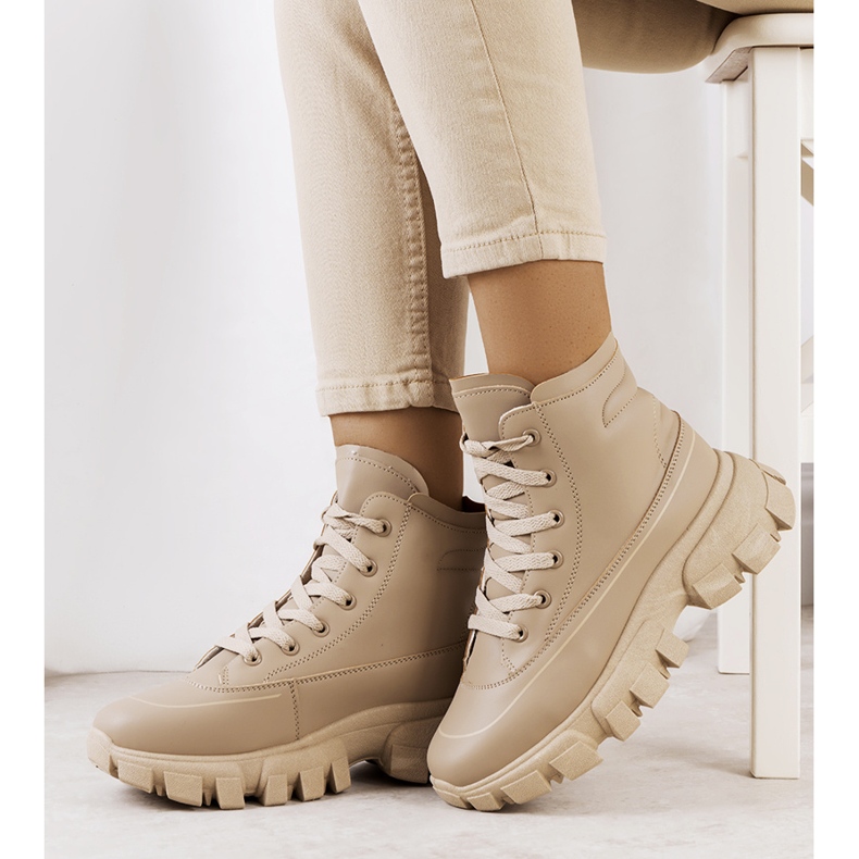 BM Brązowe trapery damskie Nurbi beżowy 1