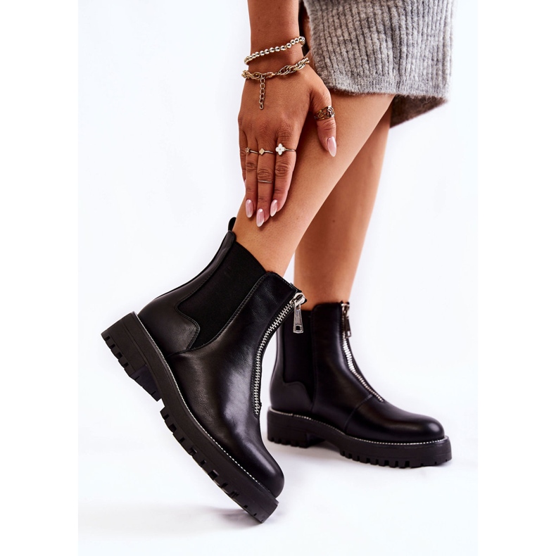 PG1 Modne Ocieplane Botki Sztyblety Czarne Madeleine 1