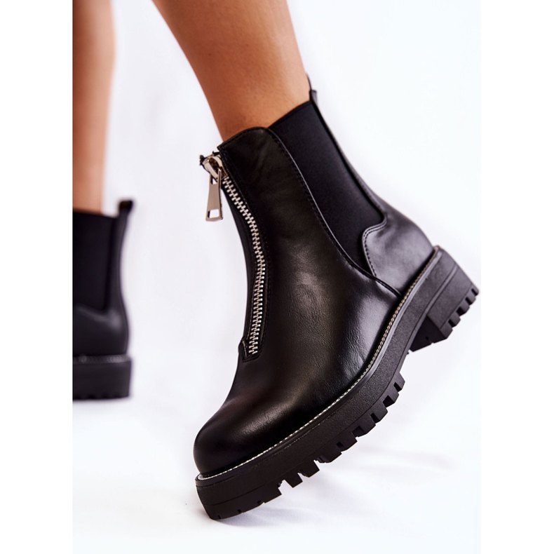 PG1 Modne Ocieplane Botki Sztyblety Czarne Madeleine 2