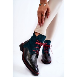 PA2 Skórzane Botki Zielono-Czarne Cheyenne zielone 1