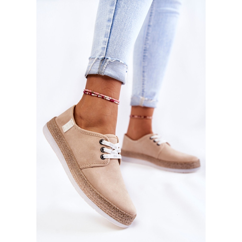 Damskie Niskie Trampki Memory Foam System Big Star KK276005 Beżowe beżowy 1