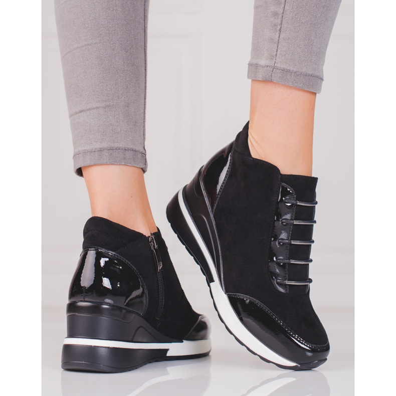 W. Potocki Sportowe botki damskie Potocki z ociepleniem czarne 1