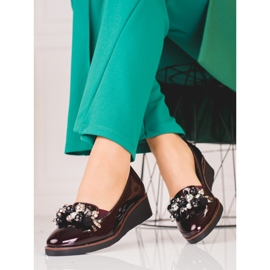 W. Potocki Eleganckie półbuty na koturnie Potocki czerwone 2