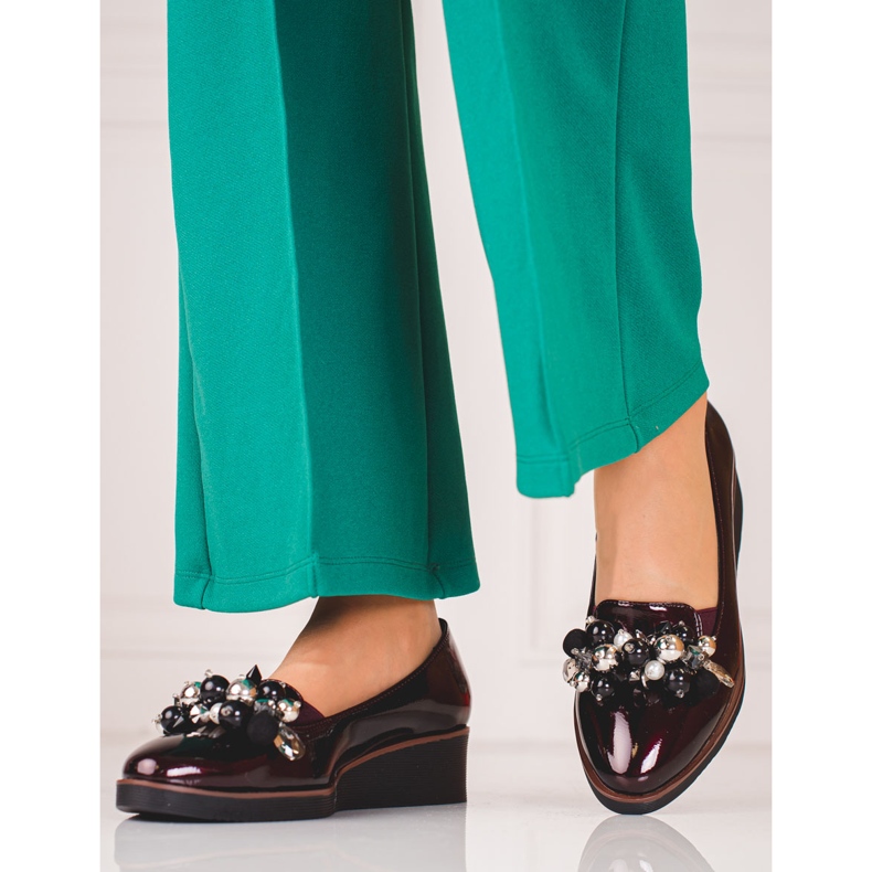 W. Potocki Eleganckie półbuty na koturnie Potocki czerwone 1