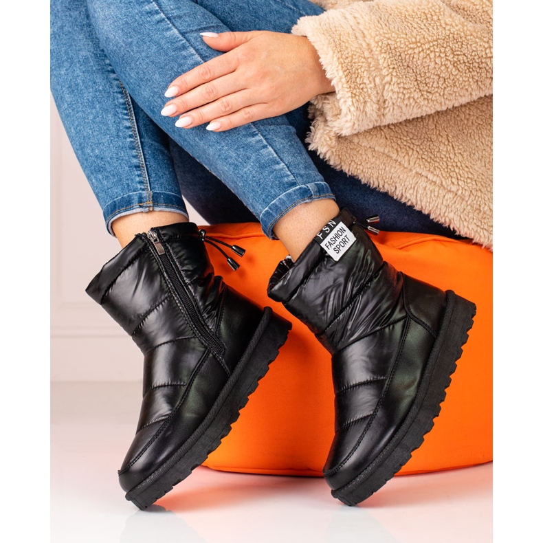 W. Potocki Śniegowce damskie Potocki z niską cholewką czarne 1