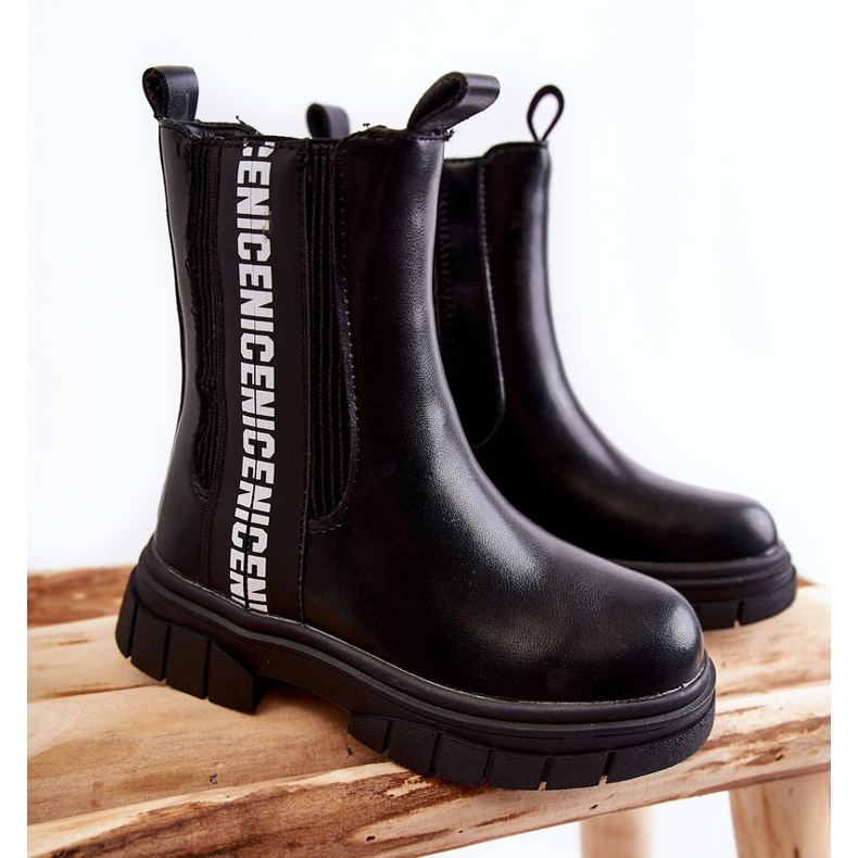 Dziecięce Wysokie Botki Ocieplane Czarne Kimmy 1