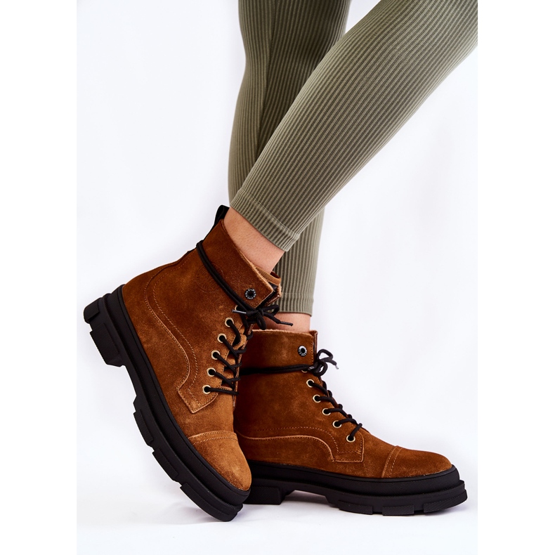 Zamszowe Ocieplane Botki Trapery Big Star KK274524 Brązowe 2