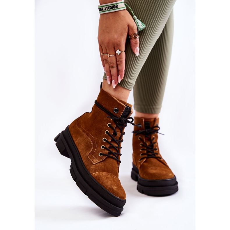 Zamszowe Ocieplane Botki Trapery Big Star KK274524 Brązowe 1