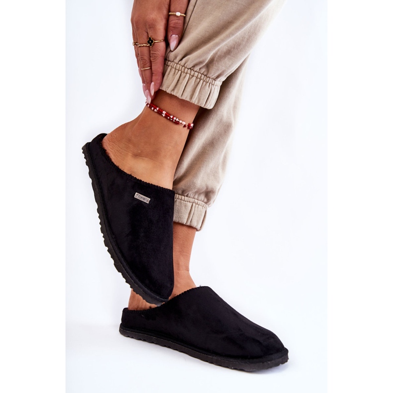 Domowe Ocieplane Klapki Papcie Inblu CS-34-014 Czarne 2