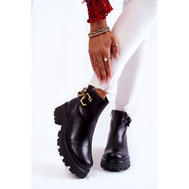 Ocieplane Botki Workery Z Ozdobą Laura Messi 2500 Czarne 1