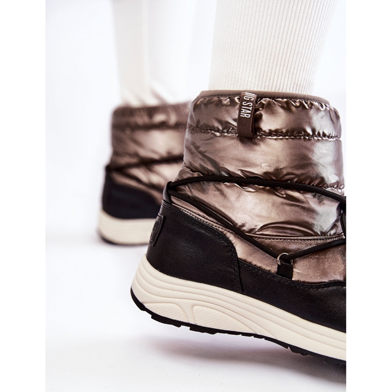 Damskie Śniegowce Memory Foam Big Star KK274275 Srebrno-Czarne srebrny 2