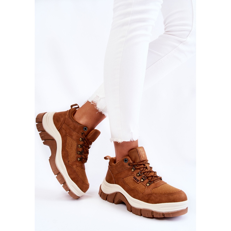 Damskie Buty Trekkingowe Trapery Memory Foam Big Star KK274362 Brązowe 2
