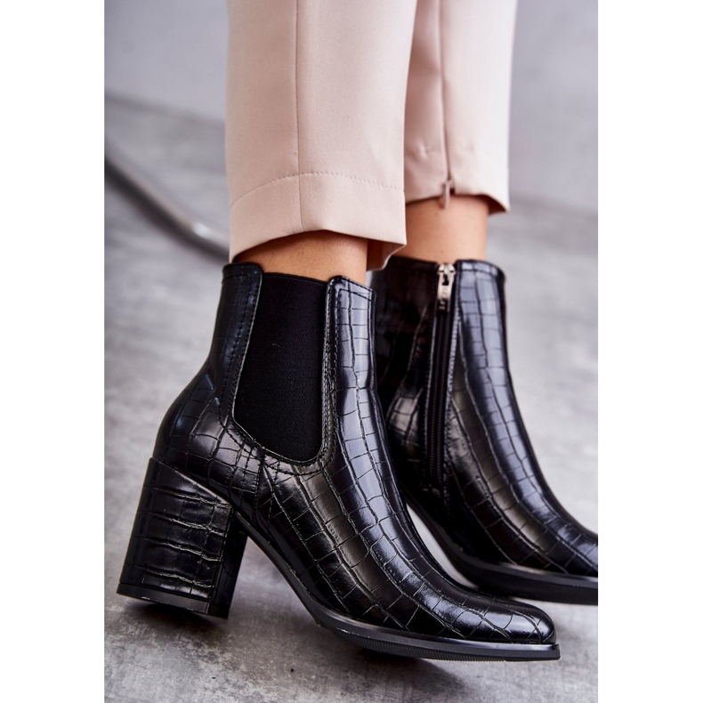 PL4 Wężowe Skórzane Botki La.Fi 260038B-XC Czarne 260038B-XC 5