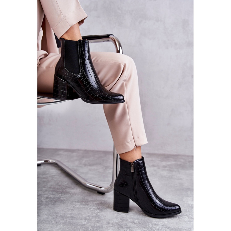 PL4 Wężowe Skórzane Botki La.Fi 260038B-XC Czarne 260038B-XC 4