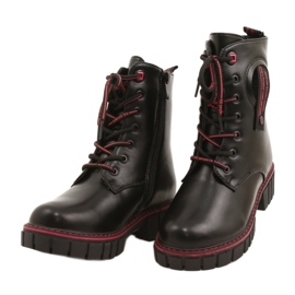 Modne Glany Na Suwak Miss Evento 22DZ23-5244 Black-Red czarne 2