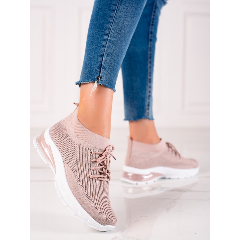 W. Potocki Buty Sportowe Z Brokatem Potocki różowe 1