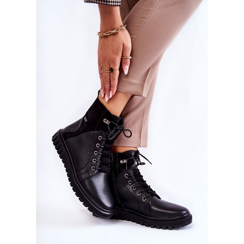 Sergio Leone Damskie Botki Na Platformie Czarne Kristin 2