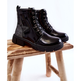 PE1 Dziecięce Botki Lakierowane Z Suwakiem Czarne Yukko 1